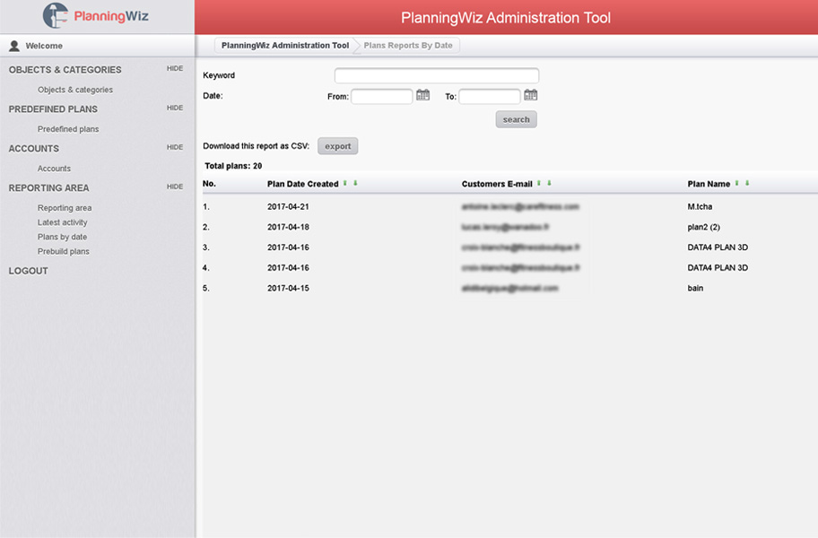 planningwiz lead database