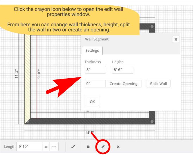 wall thickness PlanningWiz Floor Planner